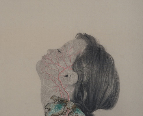 Juana Gómez, Symbiosis.09, Liquen, 2018, Hand Embroirdery, Drawing and Photography on canvas, 80 x 65cm [6]